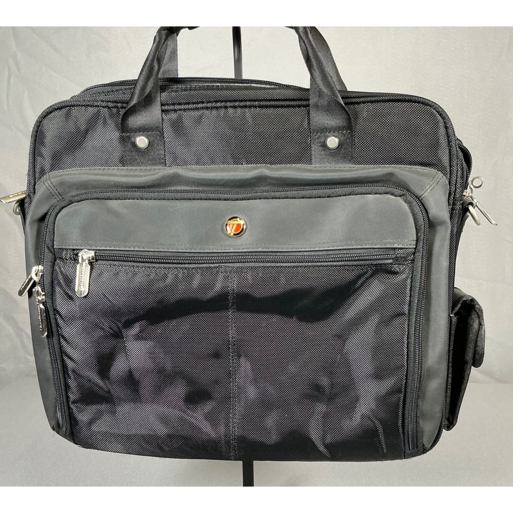Tommy Hilfiger Black Nylon Laptop Sleeve Portfolio Case Document Organizer Zip
